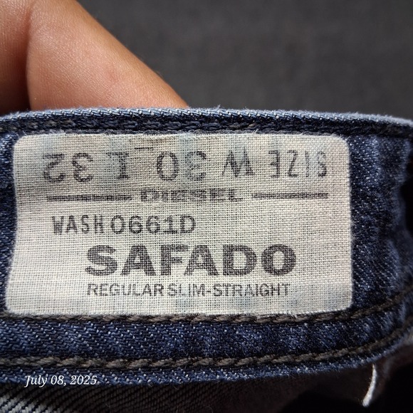 Diesel Jeans Men Size 30x32 Dark Blue Button Fly Safado Regular Slim Straight - Picture 7 of 14